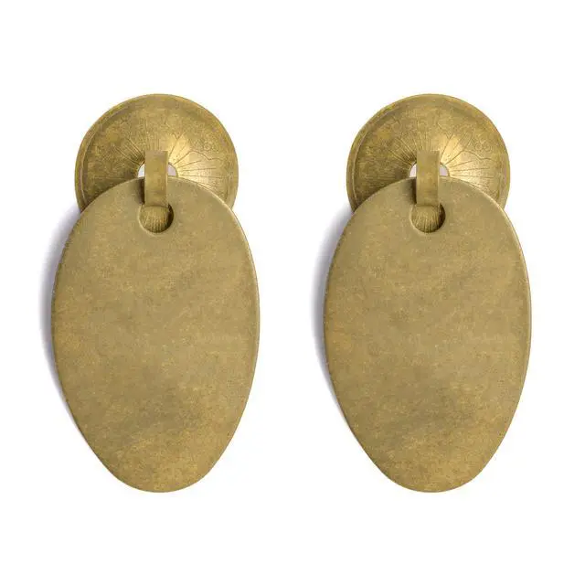 Alt view image 4 of 7 - HP Golden Egg Brass Drawer Pulls, 2-Pack, 3.1 in | Egg-shaped solid brass pulls with beveled edges symbolize spring and rebirth; set of 2 with floral washers and joining pins