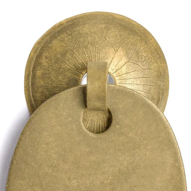Alt view image 5 of 7 - HP Golden Egg Brass Drawer Pulls, 2-Pack, 3.1 in | Egg-shaped solid brass pulls with beveled edges symbolize spring and rebirth; set of 2 with floral washers and joining pins
