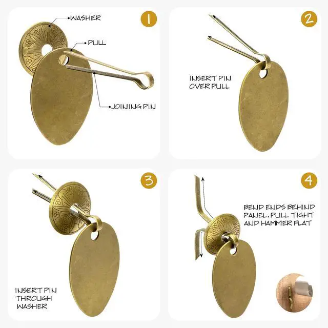 Alt view image 7 of 7 - HP Golden Egg Brass Drawer Pulls, 2-Pack, 3.1 in | Egg-shaped solid brass pulls with beveled edges symbolize spring and rebirth; set of 2 with floral washers and joining pins
