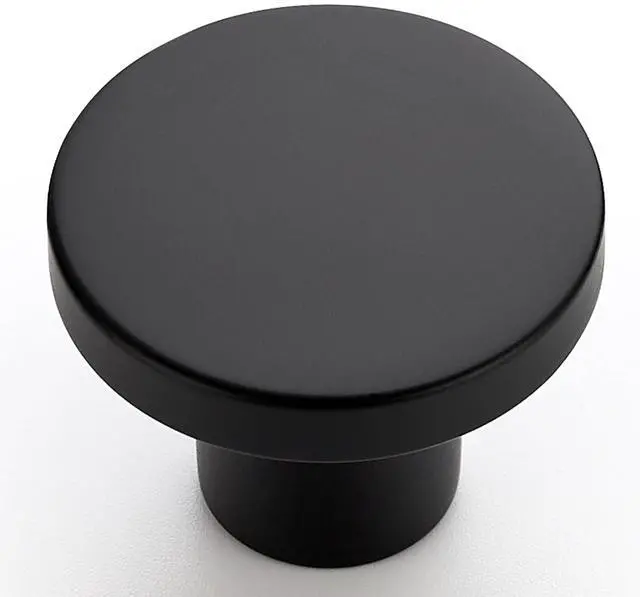 Main image of 10 Pack Black Cabinet Knobs, 1-1/5 Inch Round Drawer Knobs | Cabinet Hardware, Cabinets, Drawers, Dressers, Closets, Solid Metal, Easy Install, Screws Included, Single Hole