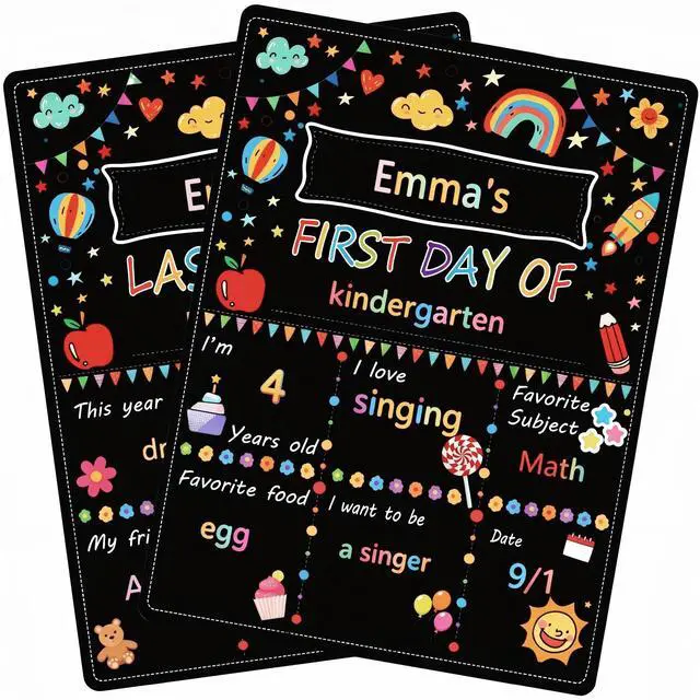 Main image of First & Last Day of School Chalkboard Sign - Double-Sided Reusable Back to School Photo Prop, 11"x14" Kids Milestone Keepsake for Preschool, Kindergarten, Elementary