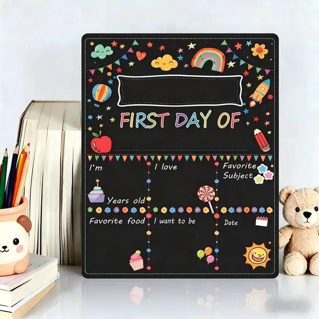 Alt view image 7 of 7 - First & Last Day of School Chalkboard Sign - Double-Sided Reusable Back to School Photo Prop, 11"x14" Kids Milestone Keepsake for Preschool, Kindergarten, Elementary