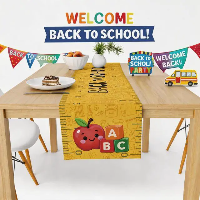 Alt view image 5 of 7 - Back to School Decorations - Welcome Back to School Table Runner | First Day of School Decorations for Home Party Favors & Gifts Supplies