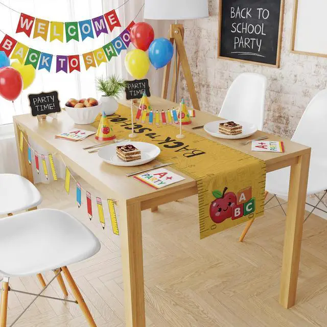 Alt view image 7 of 7 - Back to School Decorations - Welcome Back to School Table Runner | First Day of School Decorations for Home Party Favors & Gifts Supplies