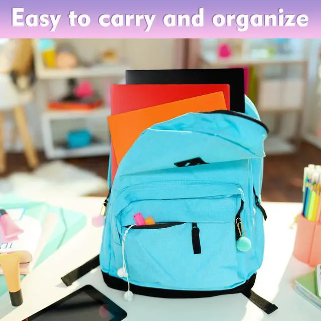 Alt view image 5 of 6 - 6 Pack Plastic Folders with Pockets,6 Rainbow Colors,2 Pocket,Durable Heavy Duty File Folders with Business Card Holder,Letter Size Paper for Office High School