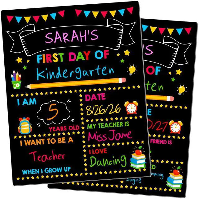 Main image of First & Last Day of School Board, Double Sided Reusable Photo Sharing Prop | 14 x 11 IN First Day of School Chalkboard, Reusable School Signs, Blank Writing Board for Learning Memories