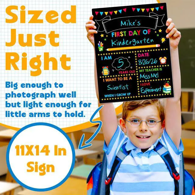 Alt view image 3 of 7 - First & Last Day of School Board, Double Sided Reusable Photo Sharing Prop | 14 x 11 IN First Day of School Chalkboard, Reusable School Signs, Blank Writing Board for Learning Memories