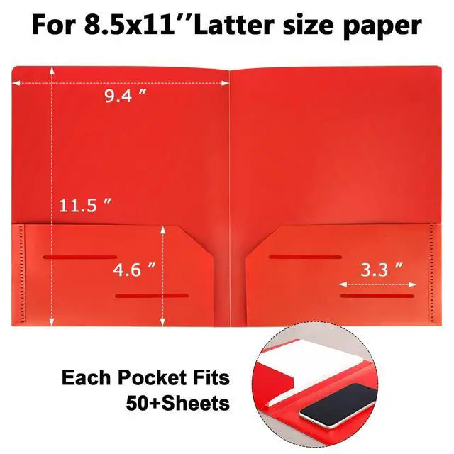 Alt view image 2 of 7 - 6 Pack Plastic Folders with Pockets, Multiple Color, 2 Pocket Folders | Heavy Duty, Letter Size Folders, Business Card Holder, for School, Office