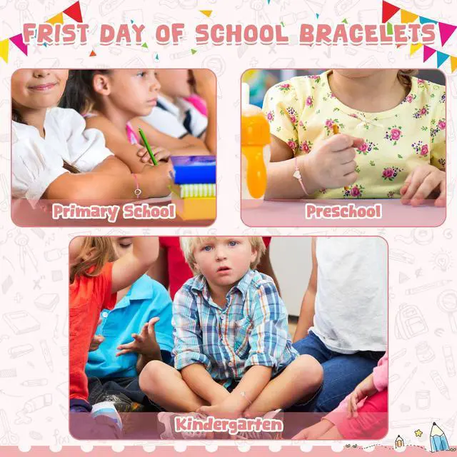 Alt view image 5 of 7 - Kindergarten Bracelet Mommy and Me, 2 PCS Back to School Stuff Heart, Mother Daughter Bracelets Adjustable, Non-Fading Ropes First Day of School Bracelet for Mom Boys Girls Preschool Supplies
