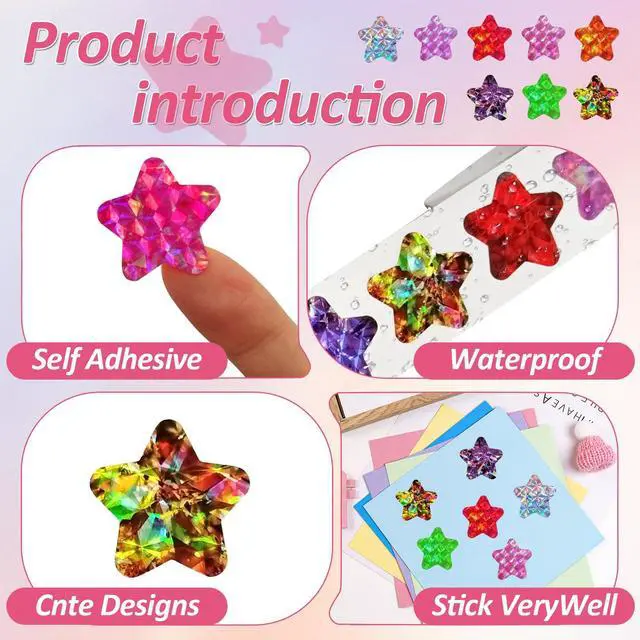 Alt view image 5 of 7 - 700Pcs Star Stickers for Kids Reward, 1 Inch 8 Colored | Sparkly Foil Material Stickers for Student Planner and School Classroom Teacher Supplies
