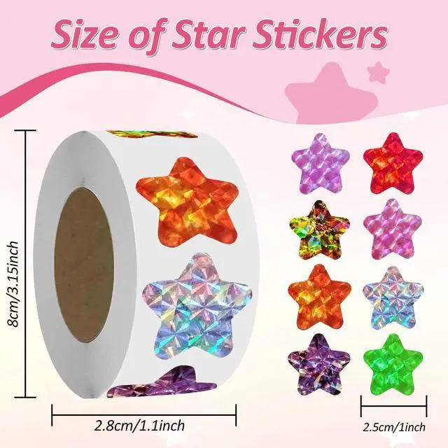 Alt view image 2 of 7 - 700Pcs Star Stickers for Kids Reward, 1 Inch 8 Colored | Sparkly Foil Material Stickers for Student Planner and School Classroom Teacher Supplies