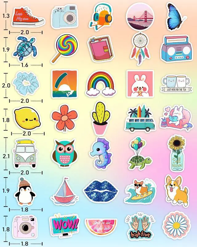 Alt view image 6 of 6 - 300 Pcs Stickers for Kids, Cute Vinyl Waterproof Stickers for Water Bottle | Treasure Box Toys for Classroom Prizes, Teacher Back to School Supplies Gifts, Sticker Pack for Girls Teens, Party Favors