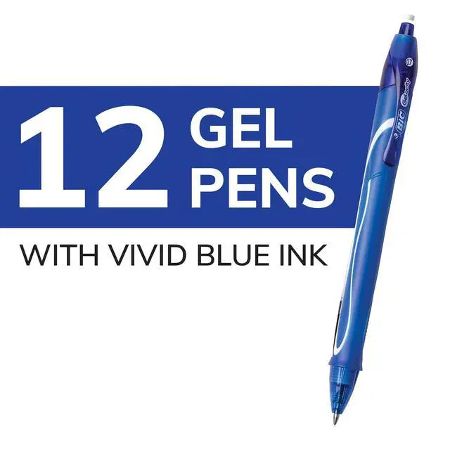 Alt view image 2 of 6 - Gelocity Quick Dry Blue Gel Pens, Medium Point, 0.7 mm, 12-Count Pack | Full Grip Design, Smooth Writing Experience, Retractable Clip, Ideal for Students and Teachers, School Supplies