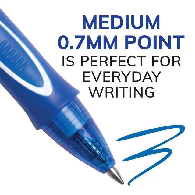 Alt view image 5 of 6 - Gelocity Quick Dry Blue Gel Pens, Medium Point, 0.7 mm, 12-Count Pack | Full Grip Design, Smooth Writing Experience, Retractable Clip, Ideal for Students and Teachers, School Supplies