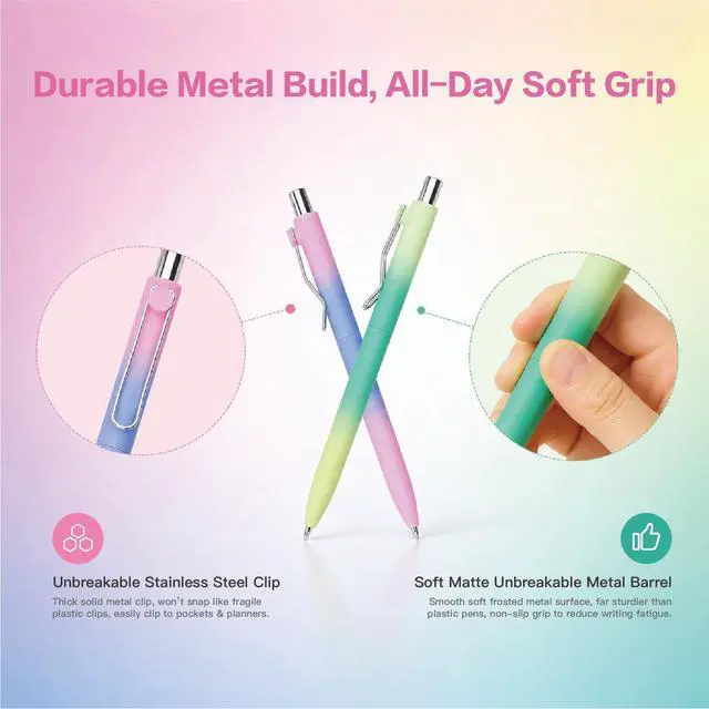 Alt view image 5 of 7 - Cute Pens, Pastel Ballpoint Pens Bulk, Fine Point Smooth Writing Pens, Colorful Pens, Black Ink 1.0 mm Journaling Pen, Office Supplies for Women & Men, Note Taking