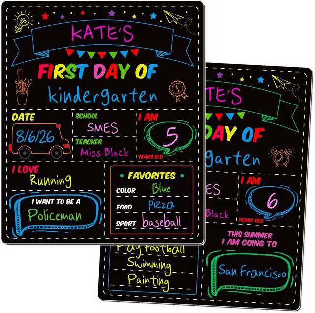 Main image of First and Last Day of School Board, Paper Back to Class Chalkboard for Kids | 10 X 12 IN Double Sided First Day of School Board, Blank Writing School Sign, Kindergarten Pre-School Memories and