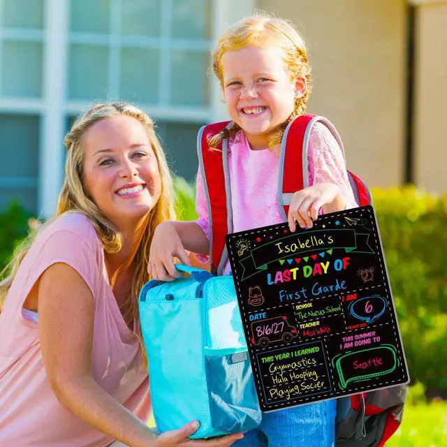 Alt view image 7 of 7 - First and Last Day of School Board, Paper Back to Class Chalkboard for Kids | 10 X 12 IN Double Sided First Day of School Board, Blank Writing School Sign, Kindergarten Pre-School Memories and