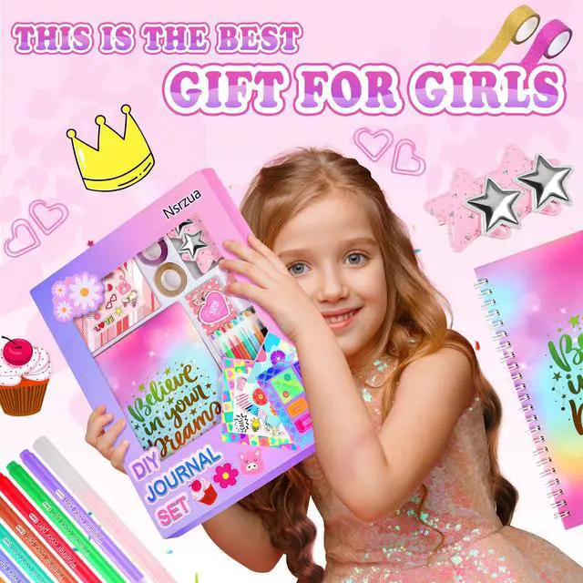 Alt view image 7 of 7 - DIY Journal Kit for Girls,Toys for Ages 8-14 and Birthday Gifts for Girls.