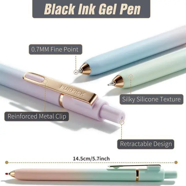 Alt view image 2 of 7 - Cute Gel Pens,5 Pcs 0.7mm Retractable Quick Dry Black Ink Pens | Fine Point Smooth Writing Pens for Nurses,Cute Aesthetic Back-to-School Office School Supplies Gifts for Women & Students