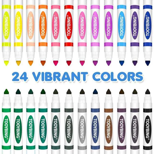 Alt view image 2 of 7 - 24 Count Washable Markers for Kids, Broad Line Markers with Conical Tip, Assorted Colors, Drawing Essentials for School Classroom, Student Teacher Must Have for Coloring Book, Art & Craft Supplies
