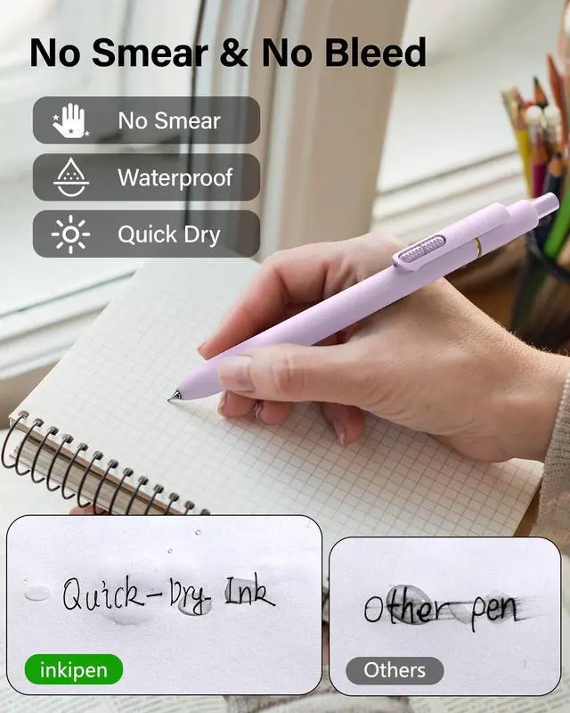Alt view image 3 of 7 - 8 Pcs Gel Pen-with Fidget Clip, Black Ink, Fine Point(0.5mm) | Smooth Writing, Quick Drying Journaling Pens, Cute School & Office Pens for Gift