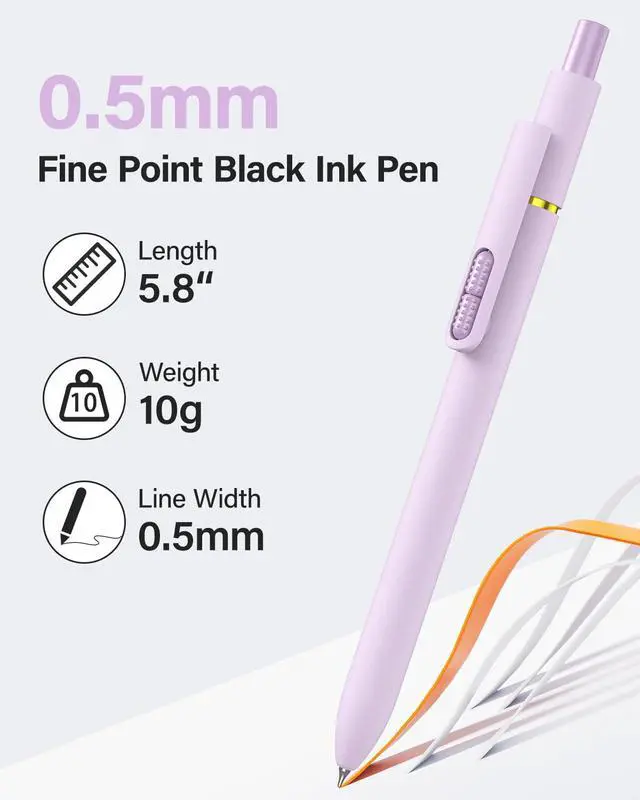 Alt view image 7 of 7 - 8 Pcs Gel Pen-with Fidget Clip, Black Ink, Fine Point(0.5mm) | Smooth Writing, Quick Drying Journaling Pens, Cute School & Office Pens for Gift