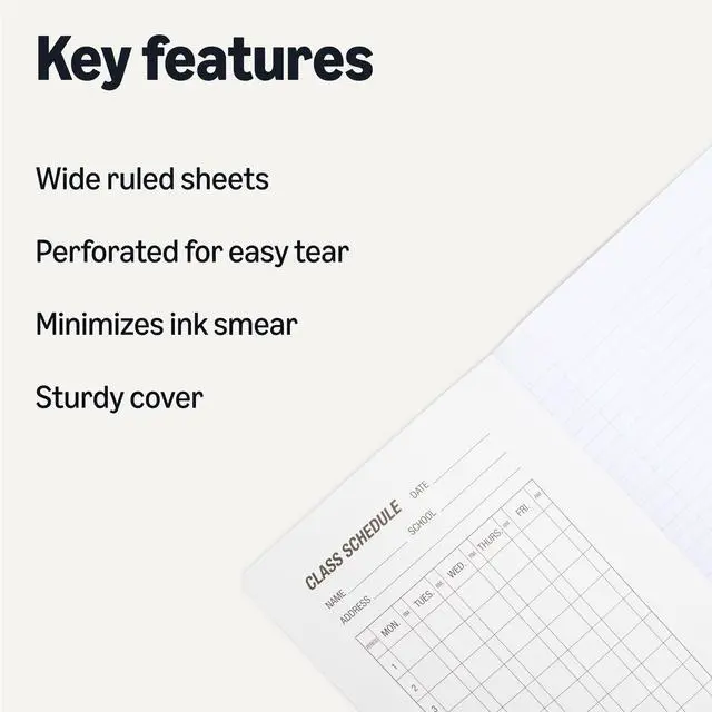 Alt view image 2 of 5 - Composition Notebook, Wide Ruled, 100 Sheets, 9.75" x 7.5", Marble Black, Sturdy Cover with Conversion Charts, for School, Home, and Office Use, 4-Pack