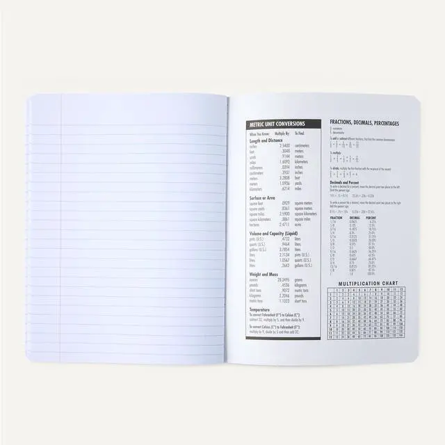 Alt view image 4 of 5 - Composition Notebook, Wide Ruled, 100 Sheets, 9.75" x 7.5", Marble Black, Sturdy Cover with Conversion Charts, for School, Home, and Office Use, 4-Pack