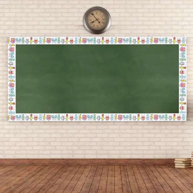 Alt view image 6 of 6 - 65ft School Supplies Bulletin Board Border Cartoon Stationery Notebook Paper Straight Edge Board Trim Classroom Decorations for School Classroom Chalkboard DIY Crafts