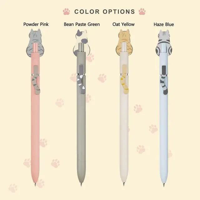 Alt view image 3 of 7 - Cat Pens, 4 Pcs Cute Kawaii Gel Pens, 0.5mm Black Ink Fine Point Retractable Pens, Quick Dry Smooth Writing, Back to School Supplies & Cat Lover Gifts
