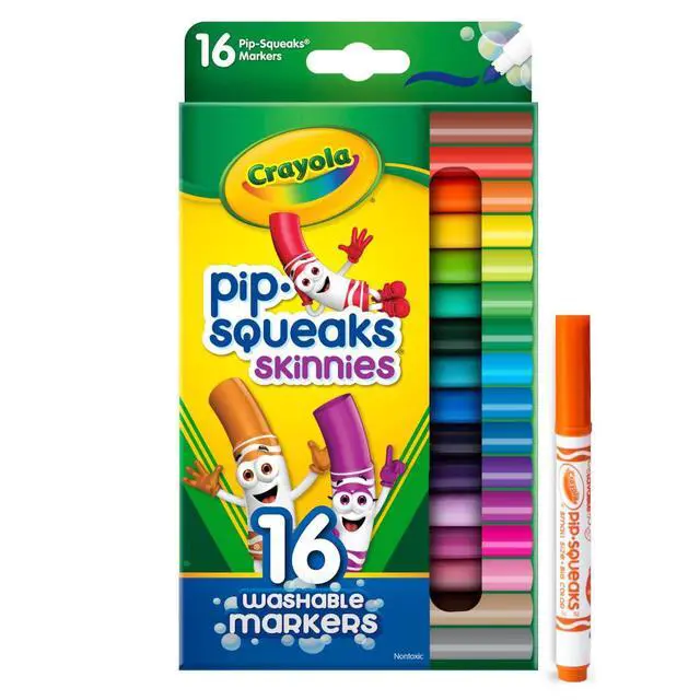 Alt view image 2 of 7 - Pip Squeaks Skinnies Washable Marker Set (16ct), Mini Markers for Toddlers, Thin Coloring Markers for Kids, Spring Crafts Supplies