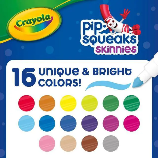 Alt view image 3 of 7 - Pip Squeaks Skinnies Washable Marker Set (16ct), Mini Markers for Toddlers, Thin Coloring Markers for Kids, Spring Crafts Supplies