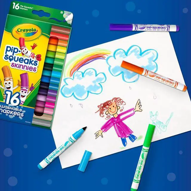 Alt view image 6 of 7 - Pip Squeaks Skinnies Washable Marker Set (16ct), Mini Markers for Toddlers, Thin Coloring Markers for Kids, Spring Crafts Supplies