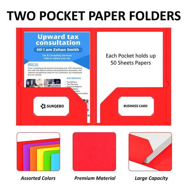 Alt view image 4 of 7 - Folders with Pockets, 6 Pack Assorted Colors, 2 Pocket, Colored File Folder | Fit Letter Size Paper, Heavy Duty Paper Folders, for Documents, Teacher, Kids, Back to School, Office Supplies