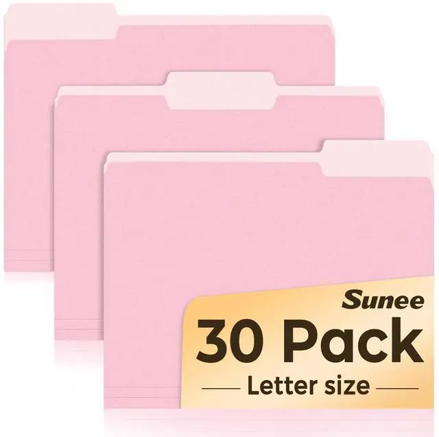 Main image of File Folders, 30 Pack Manilla Folders 8.5 x 11, Colored File Folders Home Office School Supplies for Documents Files Paper, Pink