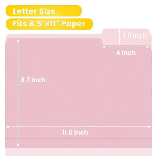 Alt view image 2 of 7 - File Folders, 30 Pack Manilla Folders 8.5 x 11, Colored File Folders Home Office School Supplies for Documents Files Paper, Pink