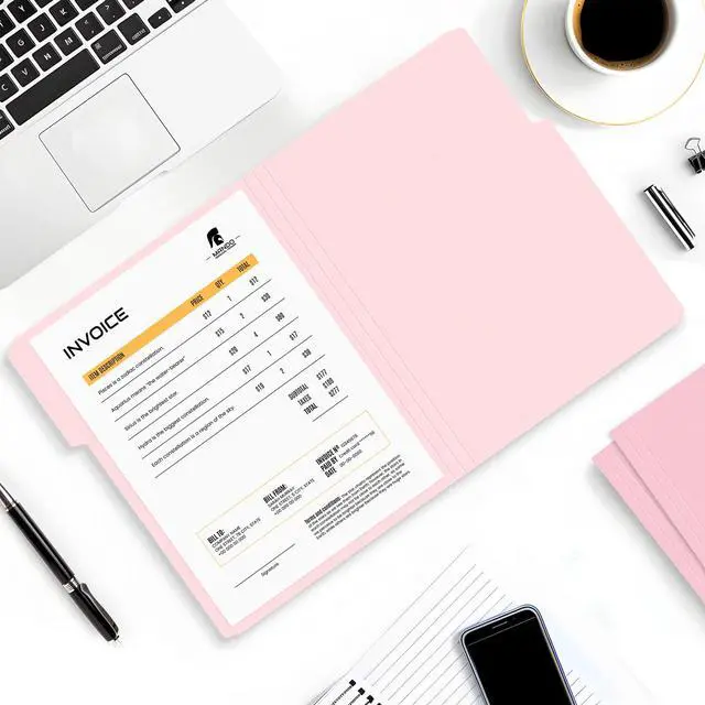 Alt view image 5 of 7 - File Folders, 30 Pack Manilla Folders 8.5 x 11, Colored File Folders Home Office School Supplies for Documents Files Paper, Pink