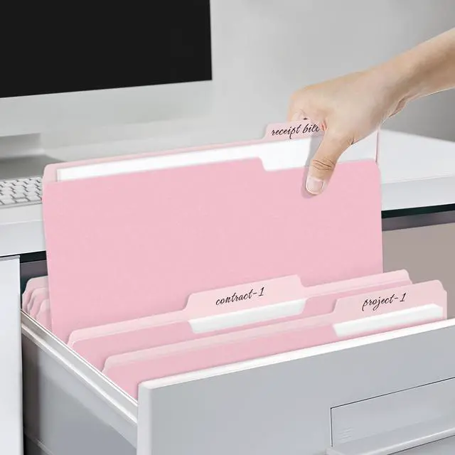 Alt view image 6 of 7 - File Folders, 30 Pack Manilla Folders 8.5 x 11, Colored File Folders Home Office School Supplies for Documents Files Paper, Pink