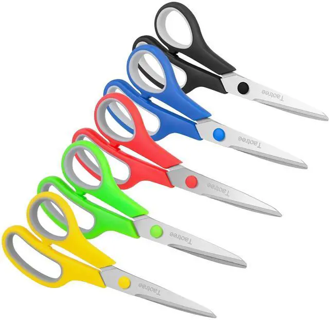 Main image of Scissors for Office, Taotree 8"Scissors All Purpose Bulk Set of 5-Pack | School Supplies Student Teacher Classroom, Sharp Craft Shears for Office Home Sewing Fabric, Right/Left Handles, Same Size