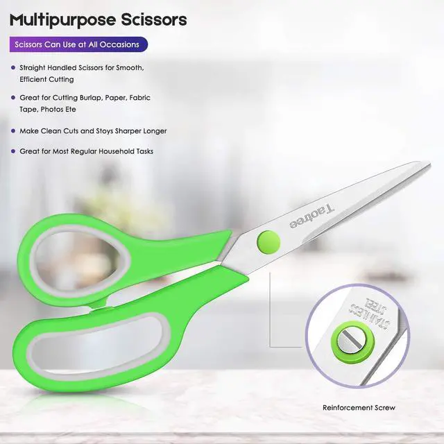 Alt view image 4 of 7 - Scissors for Office, Taotree 8"Scissors All Purpose Bulk Set of 5-Pack | School Supplies Student Teacher Classroom, Sharp Craft Shears for Office Home Sewing Fabric, Right/Left Handles, Same Size