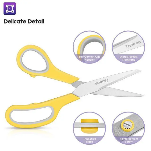 Alt view image 3 of 7 - Scissors for Office, Taotree 8"Scissors All Purpose Bulk Set of 5-Pack | School Supplies Student Teacher Classroom, Sharp Craft Shears for Office Home Sewing Fabric, Right/Left Handles, Same Size