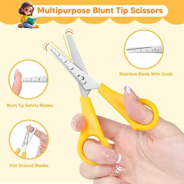 Alt view image 2 of 7 - Kids Scissors Bulk of 12-Pack, Taotree 5" Kid Scissors for School Office | School Supplies, Craft Supplies, Small Blunt Tip Safety for Toddler Child Student Classroom Teacher Scrapbook Scrapbooking
