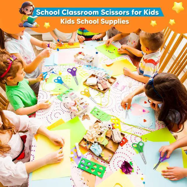 Alt view image 4 of 7 - Kids Scissors Bulk of 12-Pack, Taotree 5" Kid Scissors for School Office | School Supplies, Craft Supplies, Small Blunt Tip Safety for Toddler Child Student Classroom Teacher Scrapbook Scrapbooking