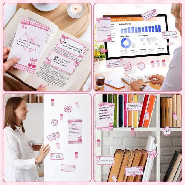 Alt view image 6 of 6 - Coquette Pink Bow Sticky Notes Set - Im Just A Girl Self-Stick Note Pads Bowknot Notepads Writing Memo Pad Page Marker Bookmarker Preppy Girly Stuff Back to School Office Supplies Gift