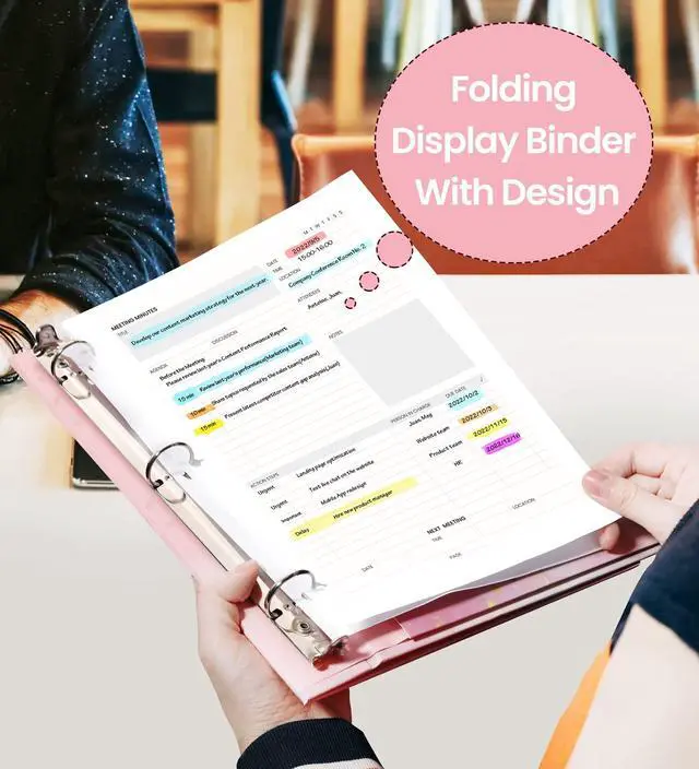 Alt view image 5 of 7 - 1 Inch 3 Ring Binder, Pink Binder, Cute Binder with 2 Pockets, Heavy Duty Letter Size Organizer for School and Office Supplies (8.5 x 11 Inches), Pink Marble Design