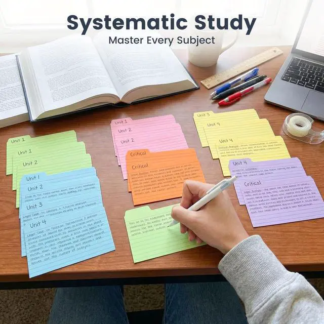 Alt view image 4 of 7 - 252PCS Index Cards 3x5, Colored Flash Card Dividers with Tabs | 150gsm Paper, 6 Colors, Notecards Memo Scratch Pad for Studying, Recipe Notes, To-Do Lists, School Supplies, Back to School