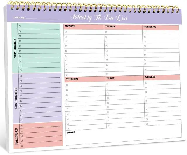Main image of Weekly To Do List Notepad, Undated Weekly Planner Pad, 8.5" x 11" | Large Desk Planner, Weekly Task Planning, College School Supplies, for Home and Office, 52 Sheets, Violet Dream