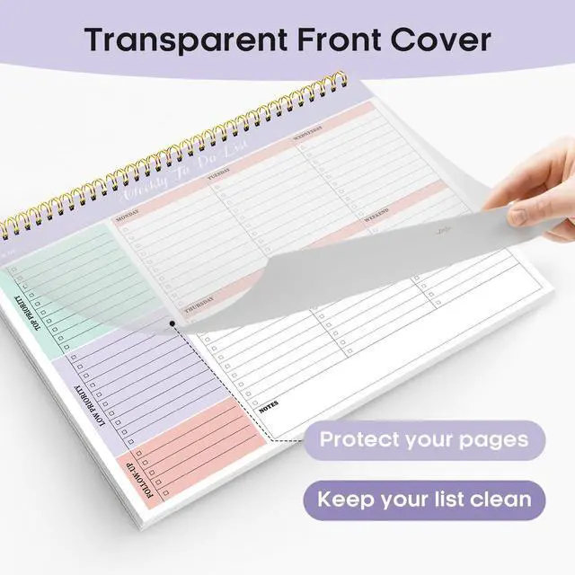 Alt view image 5 of 7 - Weekly To Do List Notepad, Undated Weekly Planner Pad, 8.5" x 11" | Large Desk Planner, Weekly Task Planning, College School Supplies, for Home and Office, 52 Sheets, Violet Dream