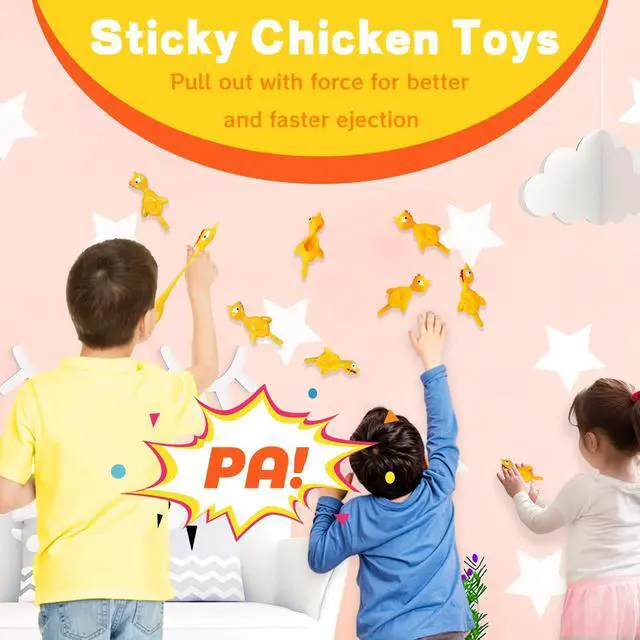 Alt view image 4 of 7 - 16Pack Finger Slingshot Chicken Rubber,Flying Stretchy Flick Stretchable Chickens Fingers for Gag Gift Birthday Christmas Halloween Party Favors Supplies Yellow