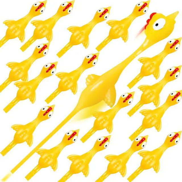Main image of 16Pack Finger Slingshot Chicken Rubber,Flying Stretchy Flick Stretchable Chickens Fingers for Gag Gift Birthday Christmas Halloween Party Favors Supplies Yellow
